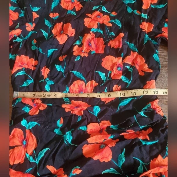 Zara Open Back Long Sleeve Ruched Mini Dress Black Orange Floral Print Size Med - Picture 12 of 15